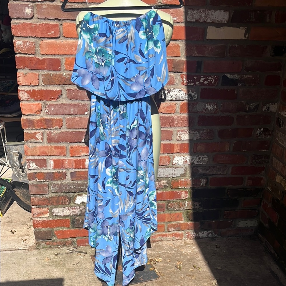 NWT TYCHE Miami Nights Slanted Hem Strapless Romper size Small